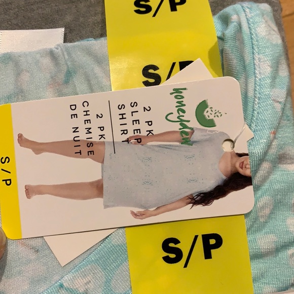 NWT 2 Ladies Short Sleeve Sleep Shirt (2 pack) Blue/Grey - size S - Picture 11 of 13